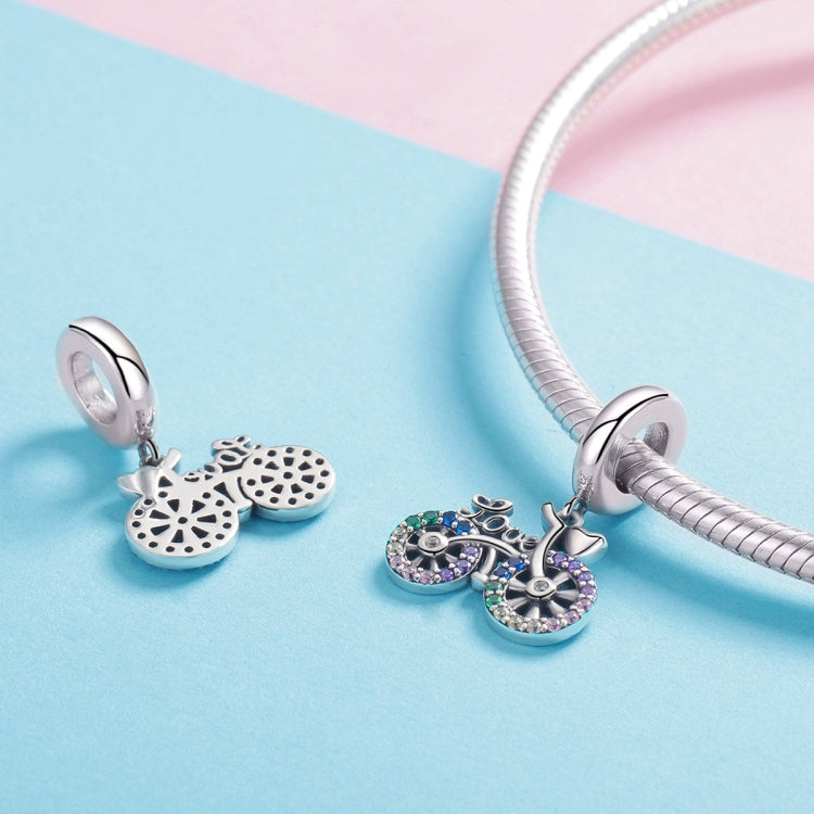 Accessori per ciondoli per bracciale fai da te con perline di zirconi intarsiati di colore in argento sterling S925 per bicicletta, Pendant, Pendant + Bare Chain