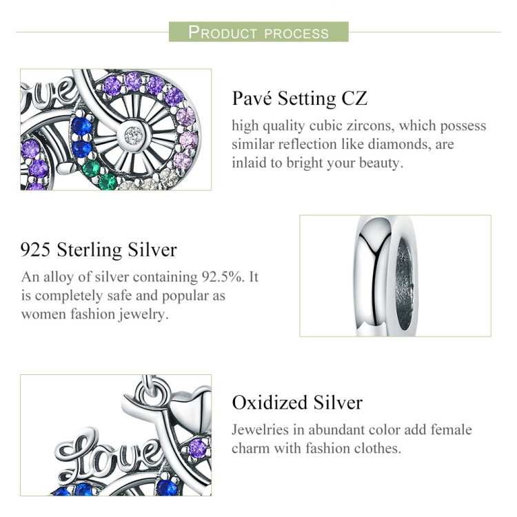 Accessori per ciondoli per bracciale fai da te con perline di zirconi intarsiati di colore in argento sterling S925 per bicicletta, Pendant, Pendant + Bare Chain