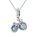 Accessori per ciondoli per bracciale fai da te con perline di zirconi intarsiati di colore in argento sterling S925 per bicicletta, Pendant, Pendant + Bare Chain
