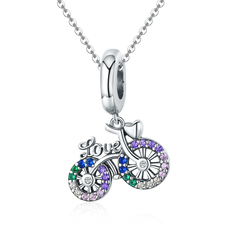Accessori per ciondoli per bracciale fai da te con perline di zirconi intarsiati di colore in argento sterling S925 per bicicletta, Pendant, Pendant + Bare Chain