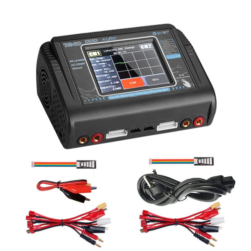 HTRC T240 Touch Balance Modello Aeroplano Caricabatterie al litio Caricabatterie per auto giocattolo telecomandato B6,, EU Plug, US Plug