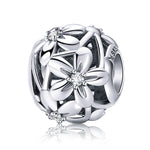 Accessori per braccialetti fai-da-te con perline d'argento gocciolanti a forma di fiore in argento sterling S925, SCC729