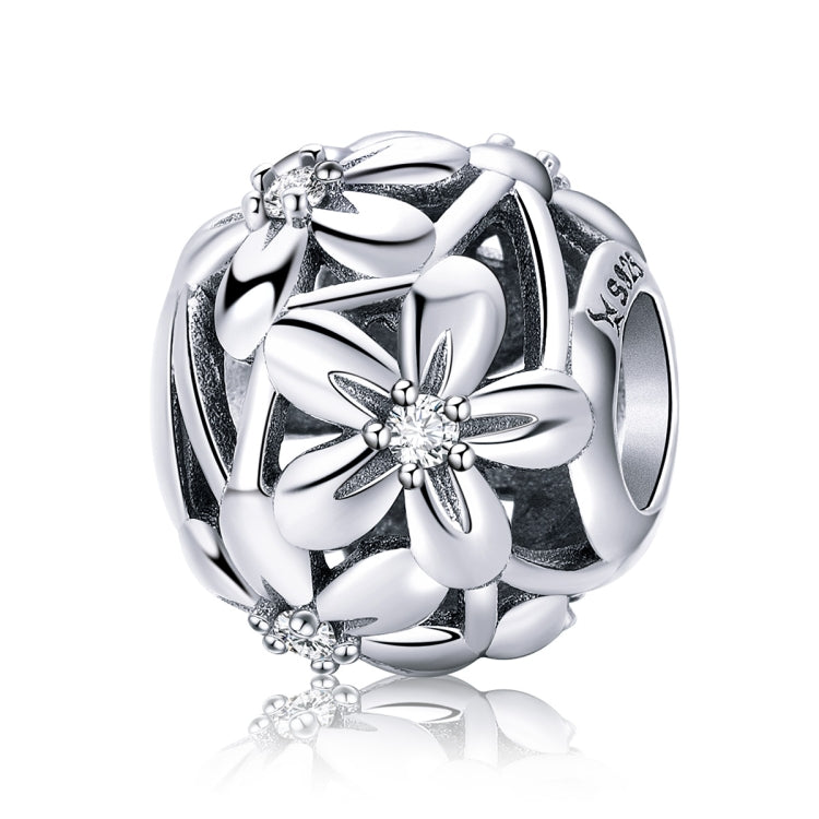 Accessori per braccialetti fai-da-te con perline d'argento gocciolanti a forma di fiore in argento sterling S925, SCC729