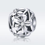 Accessori per braccialetti fai-da-te con perline d'argento gocciolanti a forma di fiore in argento sterling S925, SCC729