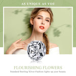 Accessori per braccialetti fai-da-te con perline d'argento gocciolanti a forma di fiore in argento sterling S925, SCC729