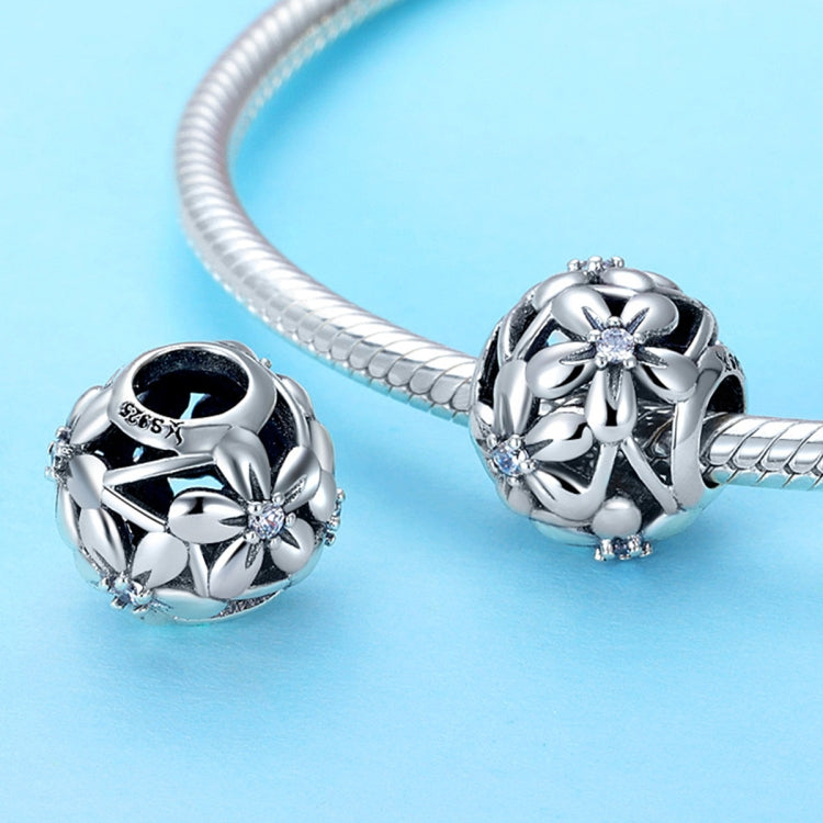 Accessori per braccialetti fai-da-te con perline d'argento gocciolanti a forma di fiore in argento sterling S925, SCC729