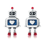 Orecchini robot in argento sterling S925 che gocciolano olio Orecchini ipoallergenici, SCE477