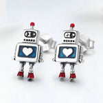 Orecchini robot in argento sterling S925 che gocciolano olio Orecchini ipoallergenici, SCE477