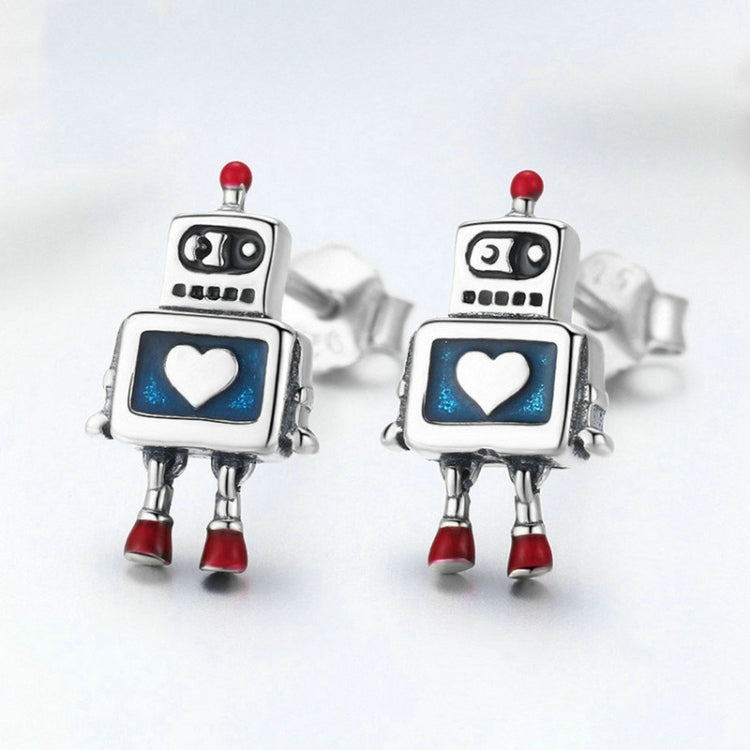 Orecchini robot in argento sterling S925 che gocciolano olio Orecchini ipoallergenici, SCE477