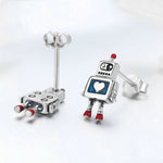 Orecchini robot in argento sterling S925 che gocciolano olio Orecchini ipoallergenici, SCE477