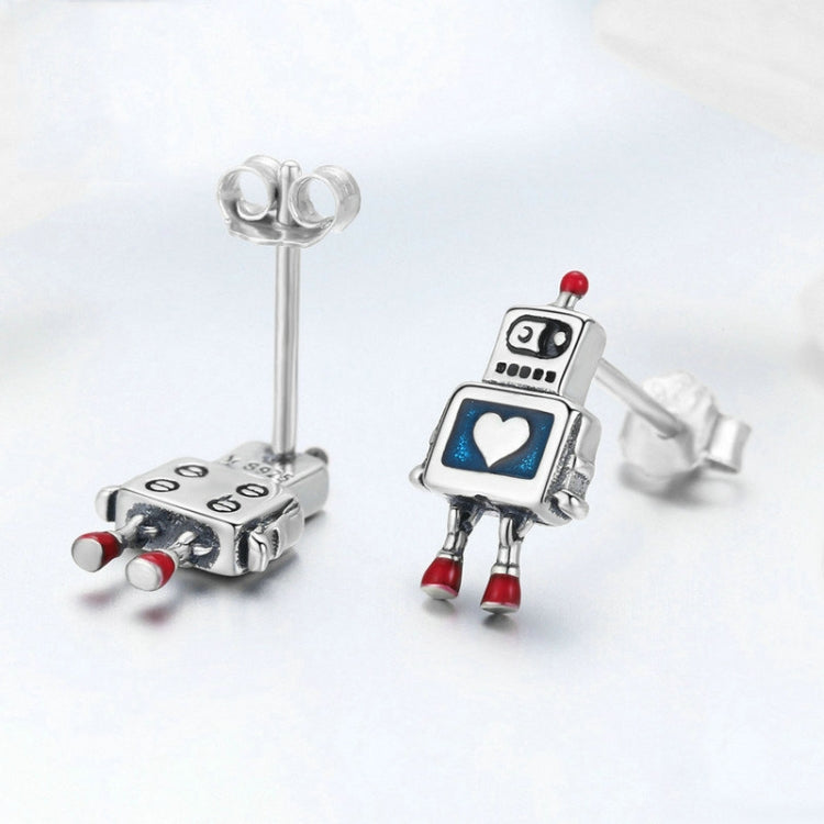 Orecchini robot in argento sterling S925 che gocciolano olio Orecchini ipoallergenici, SCE477