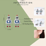Orecchini robot in argento sterling S925 che gocciolano olio Orecchini ipoallergenici, SCE477