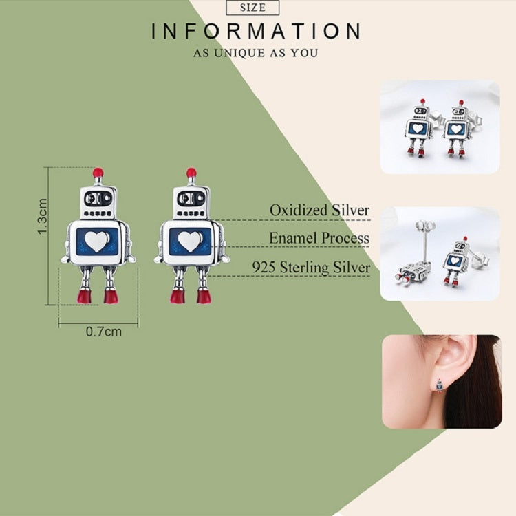 Orecchini robot in argento sterling S925 che gocciolano olio Orecchini ipoallergenici, SCE477