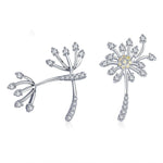 Orecchini in argento sterling S925 Orecchini da donna placcati in platino con tarassaco bianco, SCE506