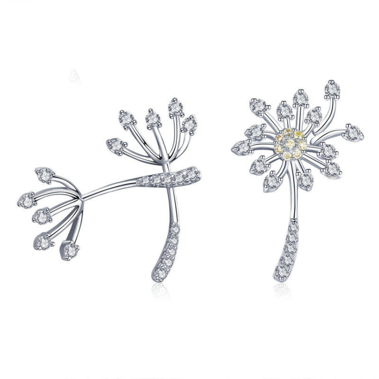 Orecchini in argento sterling S925 Orecchini da donna placcati in platino con tarassaco bianco, SCE506