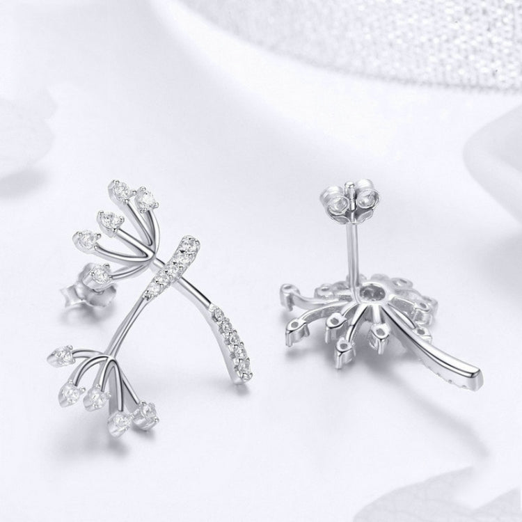 Orecchini in argento sterling S925 Orecchini da donna placcati in platino con tarassaco bianco, SCE506