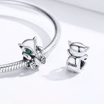 Perline sfuse con ciondoli per accessori per bracciale fai da te in argento sterling S925 con piccola volpe