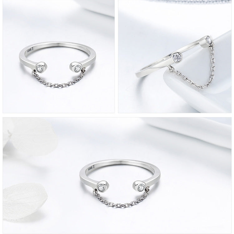 Bracciale in argento con zirconi Anello aperto da donna in argento sterling S925, SCR216