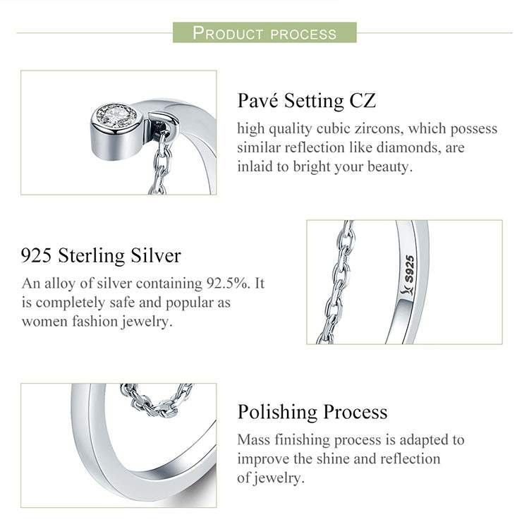 Bracciale in argento con zirconi Anello aperto da donna in argento sterling S925, SCR216