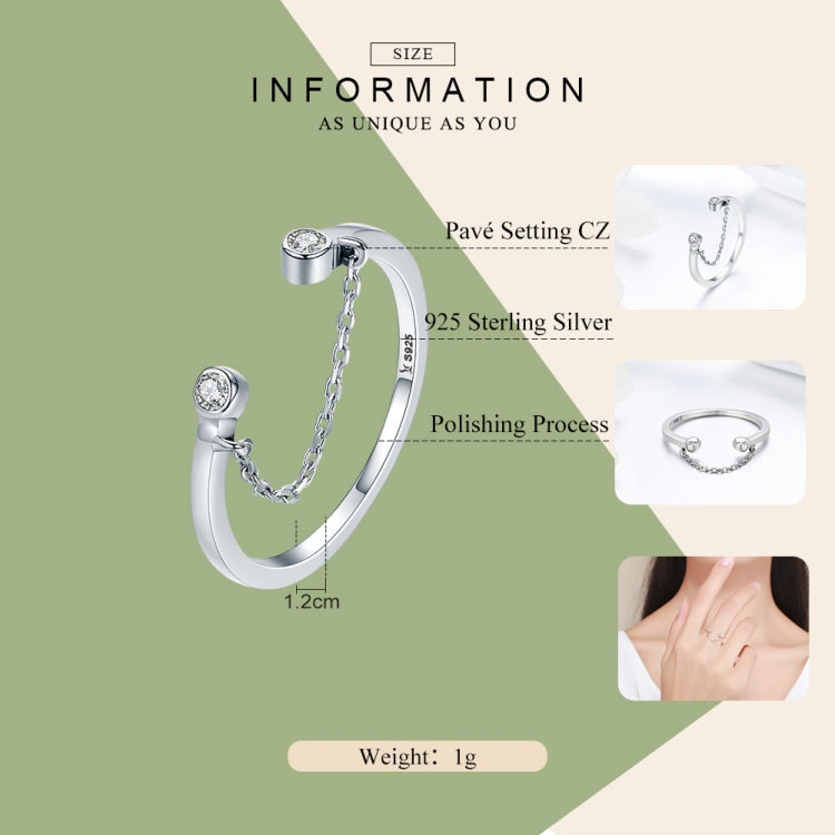 Bracciale in argento con zirconi Anello aperto da donna in argento sterling S925, SCR216