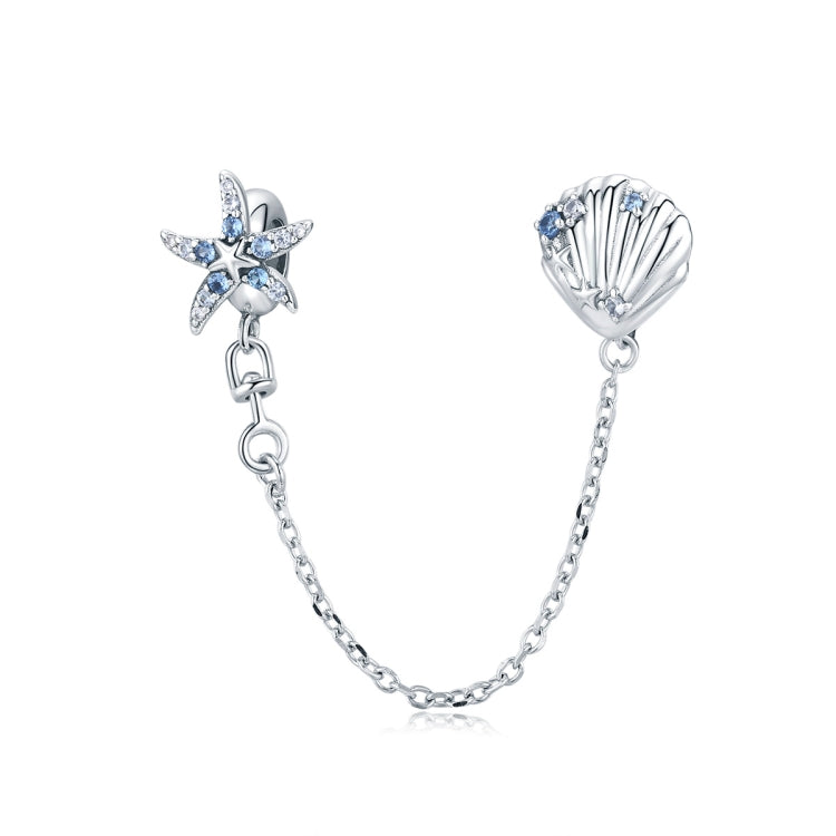 Accessori per bracciale fai da te con catena di sicurezza con conchiglia di stella marina in argento sterling S925, SCC1478