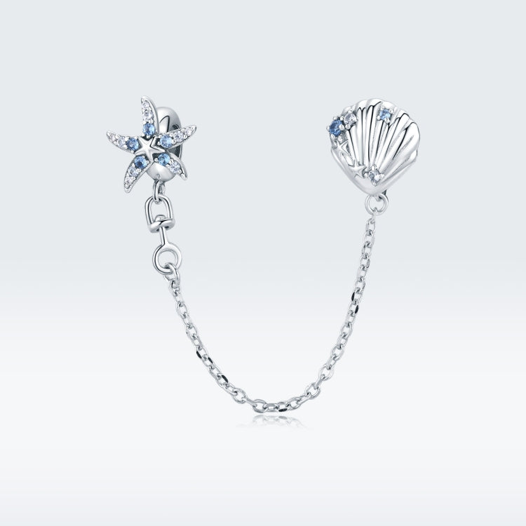 Accessori per bracciale fai da te con catena di sicurezza con conchiglia di stella marina in argento sterling S925, SCC1478