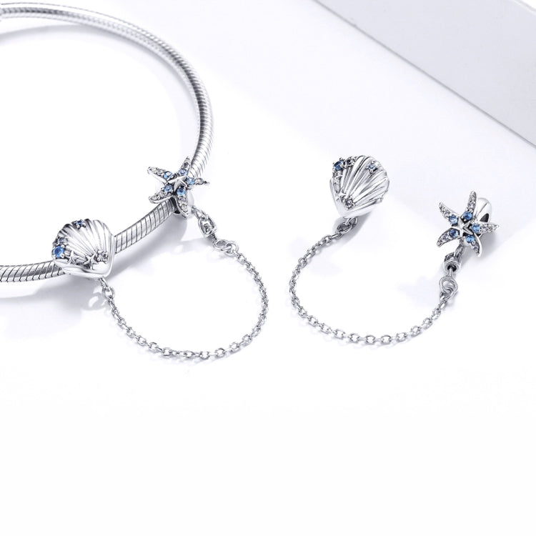 Accessori per bracciale fai da te con catena di sicurezza con conchiglia di stella marina in argento sterling S925, SCC1478