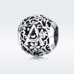 Bracciale fai da te con perline con lettera in argento sterling S925 con perline, SCC1158