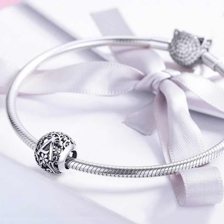 Bracciale fai da te con perline con lettera in argento sterling S925 con perline, SCC1158