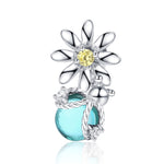 Bracciale con perline fai-da-te in argento sterling S925 con perline sfuse in cristallo di margherita e lucciola