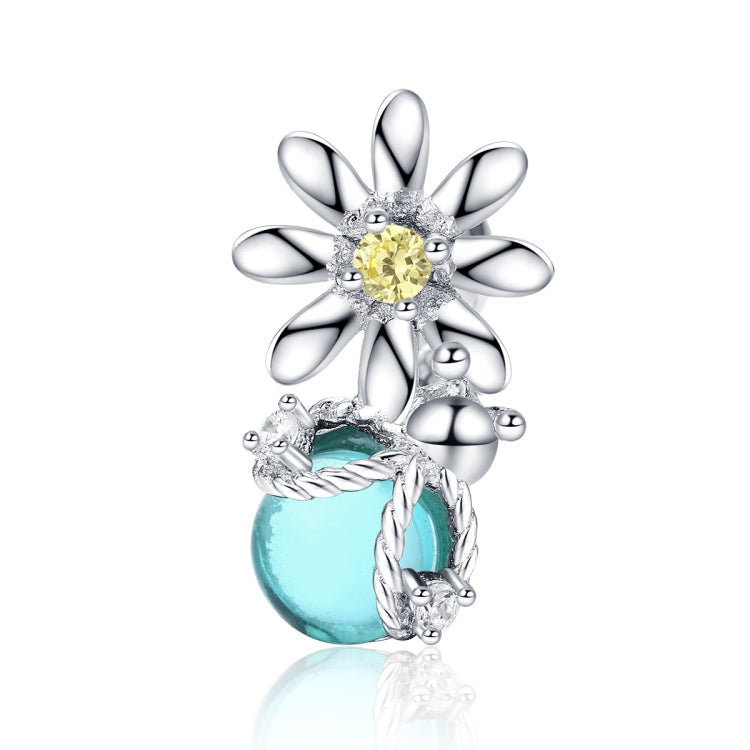 Bracciale con perline fai-da-te in argento sterling S925 con perline sfuse in cristallo di margherita e lucciola