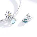 Bracciale con perline fai-da-te in argento sterling S925 con perline sfuse in cristallo di margherita e lucciola
