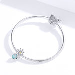 Bracciale con perline fai-da-te in argento sterling S925 con perline sfuse in cristallo di margherita e lucciola