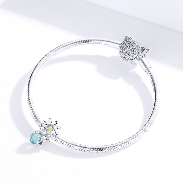 Bracciale con perline fai-da-te in argento sterling S925 con perline sfuse in cristallo di margherita e lucciola