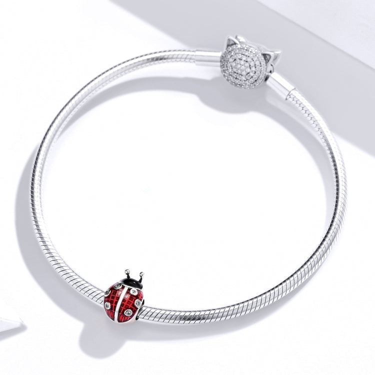 Accessori per bracciale fai da te con ciondolo coccinella a sette stelle in argento sterling S925, SCC1481