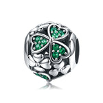 Accessori per bracciale fai da te con perline di trifoglio verde in argento sterling S925, SCC964