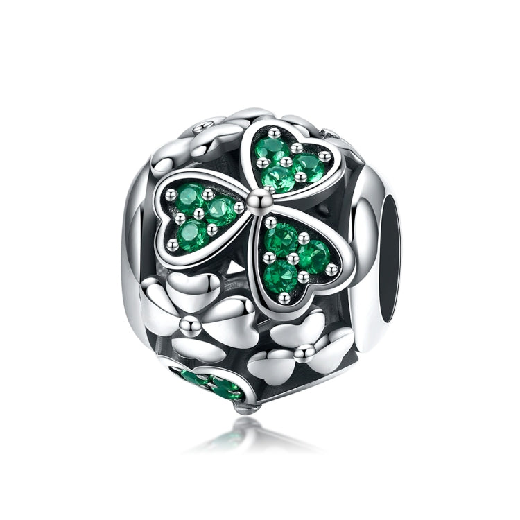 Accessori per bracciale fai da te con perline di trifoglio verde in argento sterling S925, SCC964