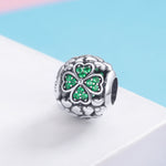 Accessori per bracciale fai da te con perline di trifoglio verde in argento sterling S925, SCC964