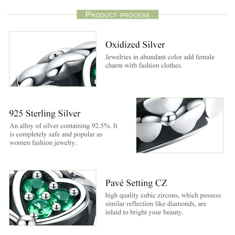 Accessori per bracciale fai da te con perline di trifoglio verde in argento sterling S925, SCC964