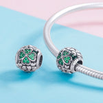 Accessori per bracciale fai da te con perline di trifoglio verde in argento sterling S925, SCC964