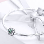 Accessori per bracciale fai da te con perline di trifoglio verde in argento sterling S925, SCC964