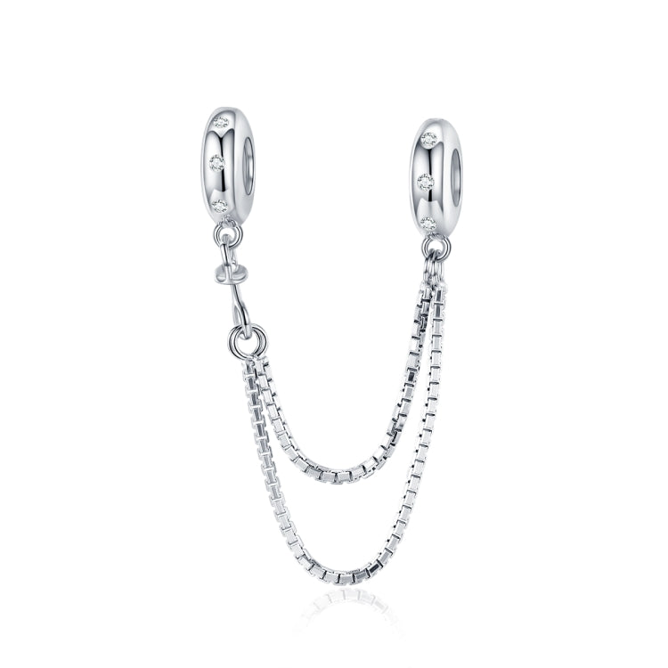 Catena sicurezza doppio strato argento 925 con zirconi