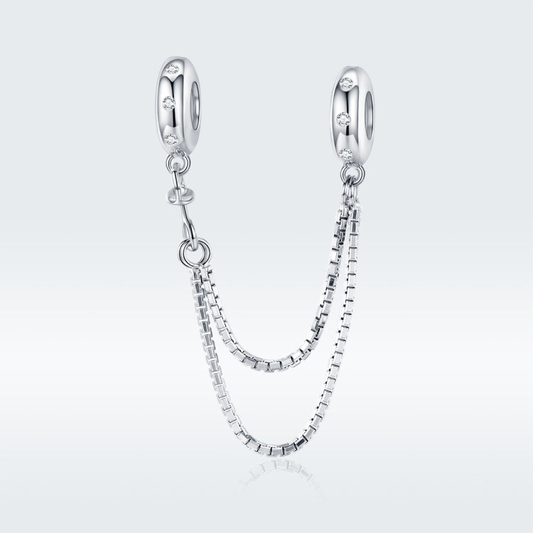 Accessori per braccialetti fai-da-te con catena di sicurezza a catena semplice a due strati in argento sterling S925, SCC1419