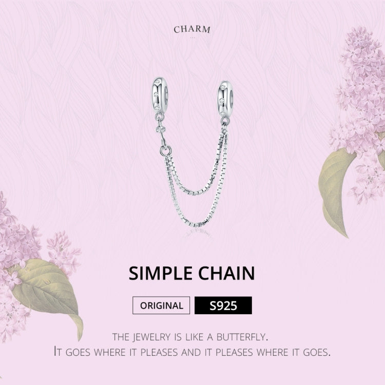 Accessori per braccialetti fai-da-te con catena di sicurezza a catena semplice a due strati in argento sterling S925, SCC1419