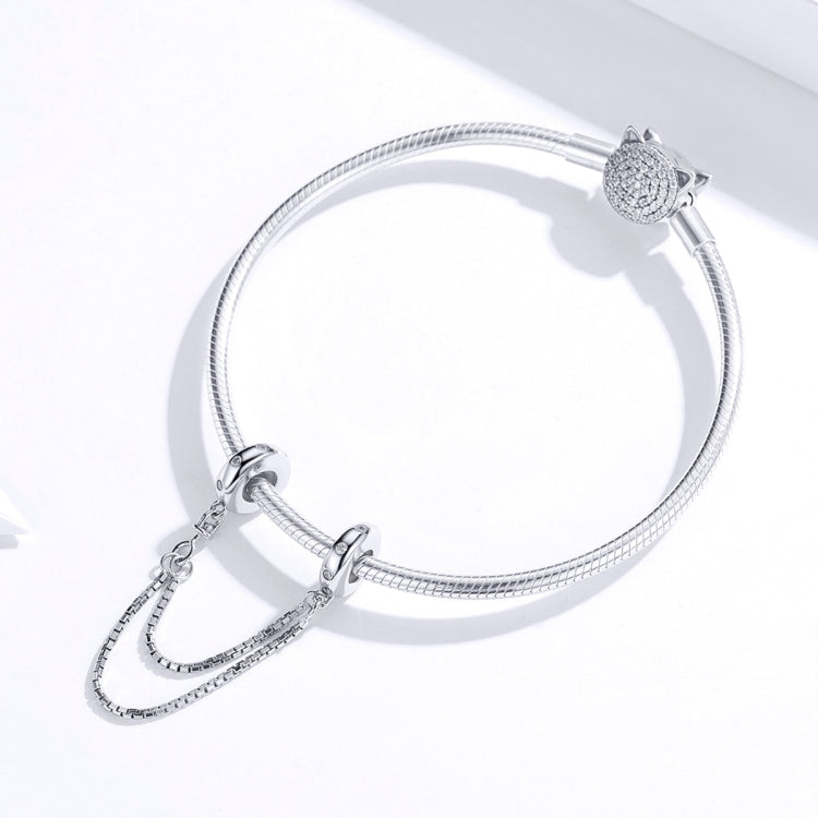 Accessori per braccialetti fai-da-te con catena di sicurezza a catena semplice a due strati in argento sterling S925, SCC1419