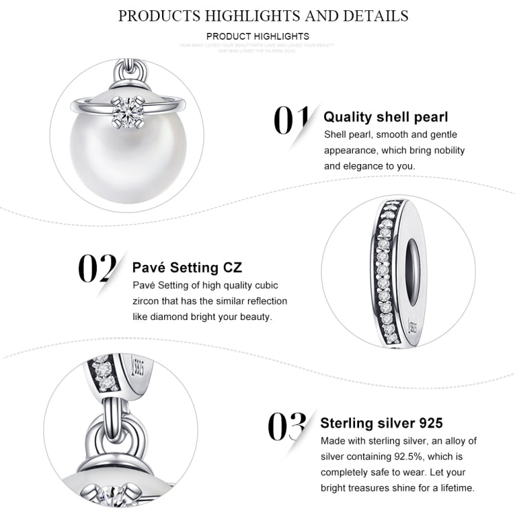 Accessori per bracciale fai da te con elegante perla in argento sterling S925, SCC137