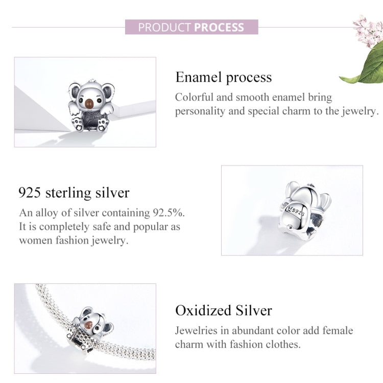 Accessorio braccialetto fai da te con perline animali Koala carino in argento sterling S925, SCC1304
