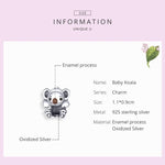 Accessorio braccialetto fai da te con perline animali Koala carino in argento sterling S925, SCC1304