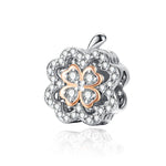 Accessori per bracciale fai-da-te in argento sterling S925 con quadrifoglio e zirconi, SCC1247