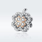 Accessori per bracciale fai-da-te in argento sterling S925 con quadrifoglio e zirconi, SCC1247